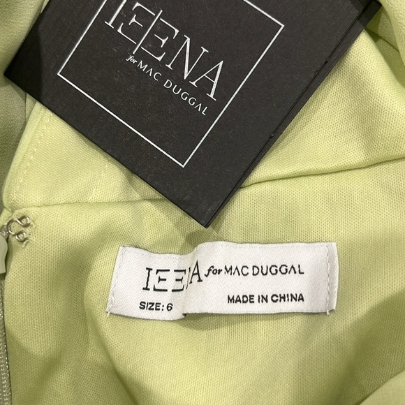 Mac Duggal Lime Green Chiffon Sleeveless Wrap Over A Line Gown Size 6 - Picture 4 of 4